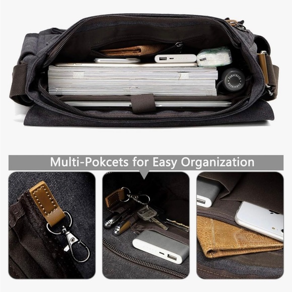 🆕 Vaschy Laptop Bag, NWT, Grey/Brown, Trendy - Picture 4 of 15